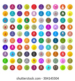 Christmas Tree Icons Set - Isolated On White Background - Vector Illustration, Graphic Design Editable For Your Design