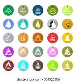 Christmas Tree Icons Set - Isolated On White Background - Vector Illustration, Graphic Design Editable For Your Design