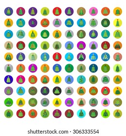 Christmas Tree Icons Set - Isolated On White Background - Vector Illustration, Graphic Design Editable For Your Design  