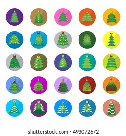 Christmas Tree Icons Set - Isolated On White Background - Vector Illustration, Graphic Design. For Web,Websites,Print,Presentation Templates,Mobile Applications And Promotional Materials 