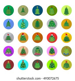 Christmas Tree Icons Set - Isolated On White Background - Vector Illustration, Graphic Design. For Web,Websites,Print,Presentation Templates,Mobile Applications And Promotional Materials 