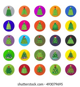 Christmas Tree Icons Set - Isolated On White Background - Vector Illustration, Graphic Design. For Web,Websites,Print,Presentation Templates,Mobile Applications And Promotional Materials 