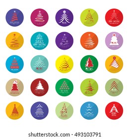 Christmas Tree Icons Set - Isolated On White Background - Vector Illustration, Graphic Design. For Web,Websites,Print,Presentation Templates,Mobile Applications And Promotional Materials 