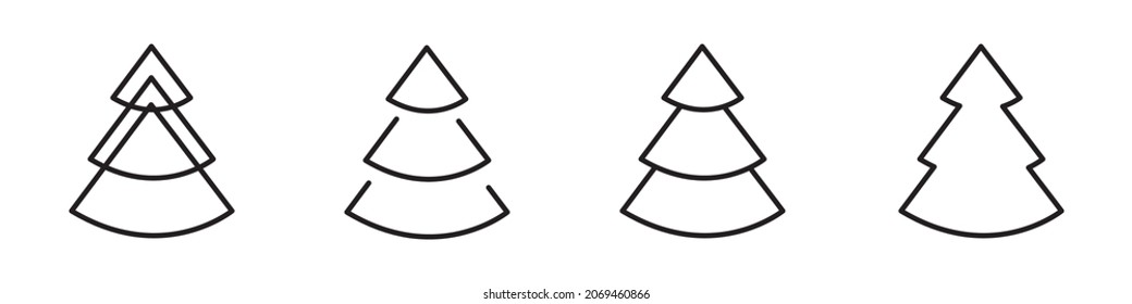 Christmas tree icons set. linear style symbols collection. Vector illustrations, isolated on white background