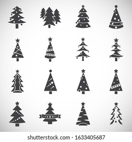 Christmas tree icons set on background for graphic and web design. Creative illustration concept symbol for web or mobile app.