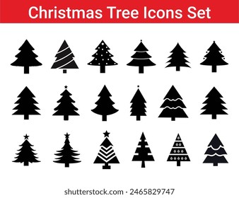 Christmas tree icons set in silhouette