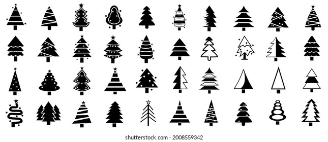 Christmas tree icons. set of christmas tree in transparent background. eps 
editable file
