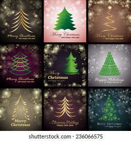 Christmas Tree Icons Set - Vector Illustration, Graphic Design Editable For Your Design 