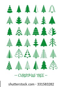 Christmas Tree Icons Set  Vector Illustration