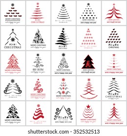 Christmas Tree Icons Set - Vector Illustration, Graphic Design. Collection Of Xmas Icons. For Web, Websites, Print, Presentation Templates, Mobile Applications And Promotional Materials