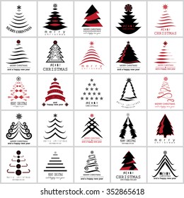 Christmas Tree Icons Set - Vector Illustration, Graphic Design. Collection Of Xmas Icons. For Web, Websites, Print, Presentation Templates, Mobile Applications And Promotional Materials