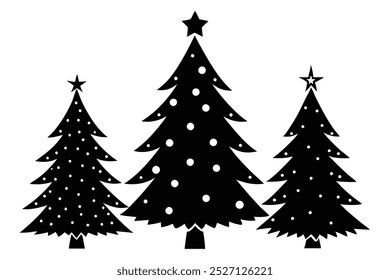 Christmas tree icons silhouettes vector