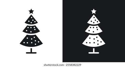Christmas tree icons in solid black and white colors