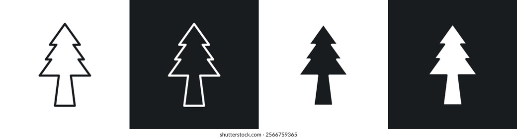 Christmas tree icons in Thin line black color. flat simple vector symbols illustration.