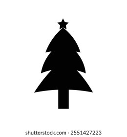  Iconos del árbol de Navidad. Diseño de silueta blanco negro Vector de Xmas Tree Icon.