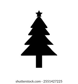  Iconos del árbol de Navidad. Diseño de silueta blanco negro Vector de Xmas Tree Icon.