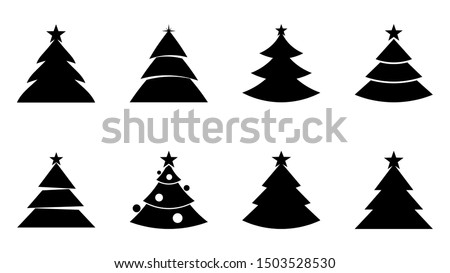 Christmas tree icons vector design. Set of Christmas trees isolated on white