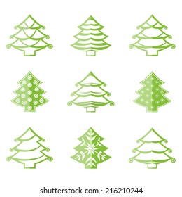 Christmas tree icons, vector eps10 illustration