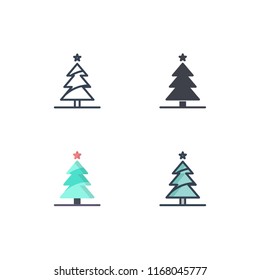 christmas tree icons vector with four different style