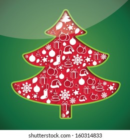 Christmas tree with icons. Vector illustration.