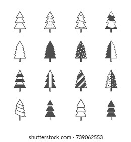 Christmas tree icons. Vector illustration