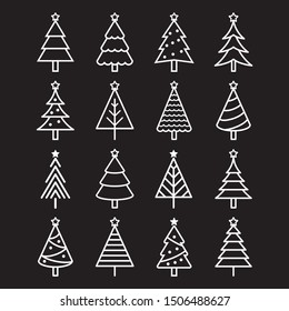 Christmas tree icons. Vector illustrations.