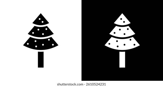 Christmas tree icons vector set in solid flat style