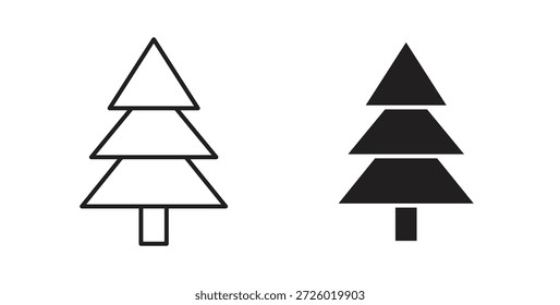 Símbolo del Vector de los iconos del árbol de navidad con el movimiento editable y las versiones planas