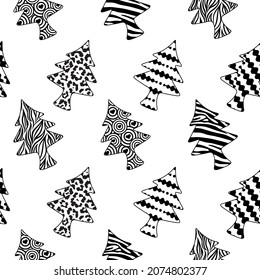 Christmas tree idea creative design. seamless pattern background. animal print, nature and abstract print. Merry christmas vector illustration.