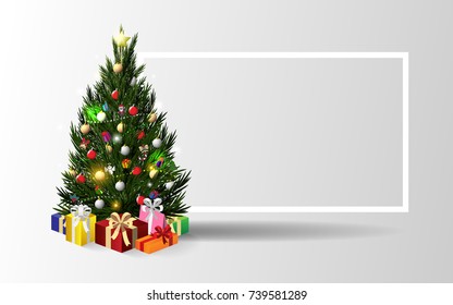 Christmas tree, illustration and background