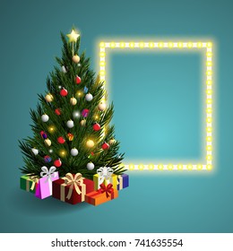 Christmas tree, illustration and background