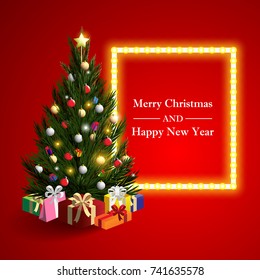 Christmas tree, illustration and background