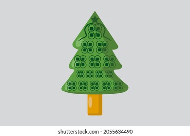 Christmas Tree Illustration with a Beautiful Star