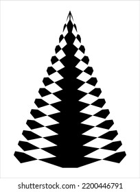 Christmas tree illustration. Black and white, monochrome Christmas tree decorative, stylized illustration.
