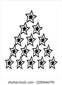 Christmas tree illustration. Black and white, monochrome Christmas tree decorative, stylized illustration.