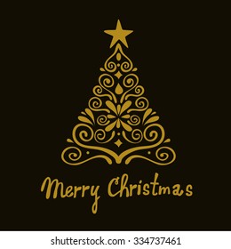 Christmas tree illustration. Can be used as christmas greeting card.