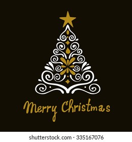 Christmas tree illustration. Can be used as christmas greeting card.