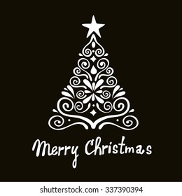 Christmas tree illustration. Can be used as christmas greeting card.
