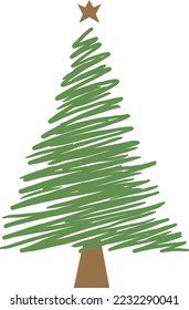 Christmas tree illustration A collection of cartoon pines suitable for greeting cards, invitations, banners, and the web. Christmas decorative elements on a white background