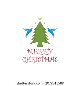 Vector de diseño de ilustración de árbol de Navidad. Elementos de decoración, marcos, ornamentos, diseño para tarjetas de felicitación o para imprimir. Tipografía Feliz Navidad.