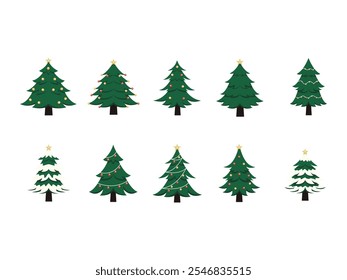 Christmas Tree Illustration Element Set 