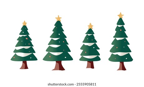 christmas tree illustration, flat illustration