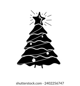 Christmas tree illustration. icon. vector. let's celebrate Christmas this year with joy. Myrealholiday