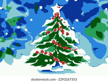 Christmas tree illustration image, Colorful