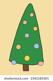 Christmas tree illustration image. 
Hand drawn image artwork of a christmas tree. 
Simple cute original logo.
Hand drawn vector illustration for posters, cards, t-shirts.