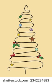 Christmas tree illustration image. 
Hand drawn image artwork of a christmas tree. 
Simple cute original logo.
Hand drawn vector illustration for posters, cards, t-shirts.