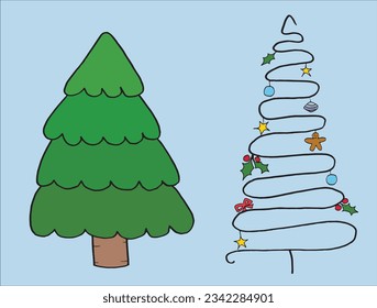 Christmas tree illustration image. 
Hand drawn image artwork of a christmas tree. 
Simple cute original logo.
Hand drawn vector illustration for posters, cards, t-shirts.