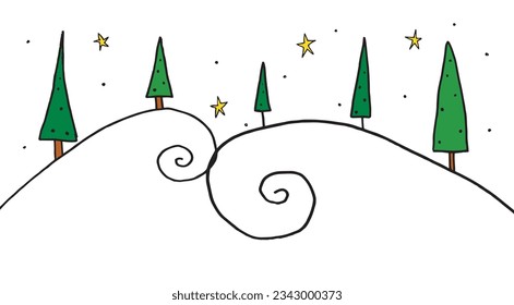 Christmas tree illustration image. 
Hand drawn image artwork of a christmas tree. 
Simple cute original logo.
Hand drawn vector illustration for posters, cards, t-shirts.