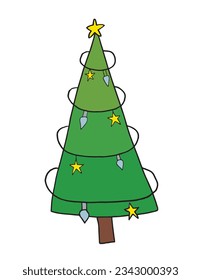 Christmas tree illustration image. 
Hand drawn image artwork of a christmas tree. 
Simple cute original logo.
Hand drawn vector illustration for posters, cards, t-shirts.
