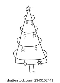 Christmas tree illustration image. 
Hand drawn image artwork of a christmas tree. 
Simple cute original logo.
Hand drawn vector illustration for posters, cards, t-shirts.